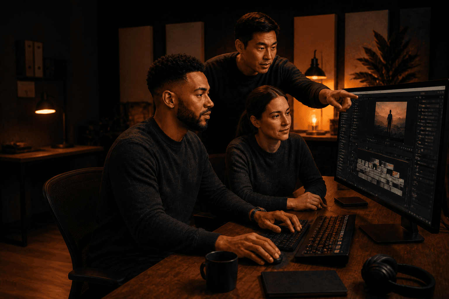 An editing team turning one recording into many pieces of content