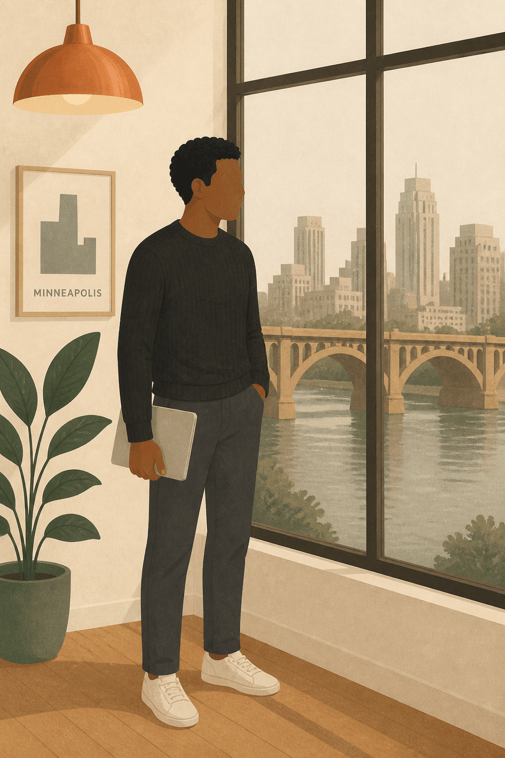 A professional looking out over the city, ready to be seen and remembered