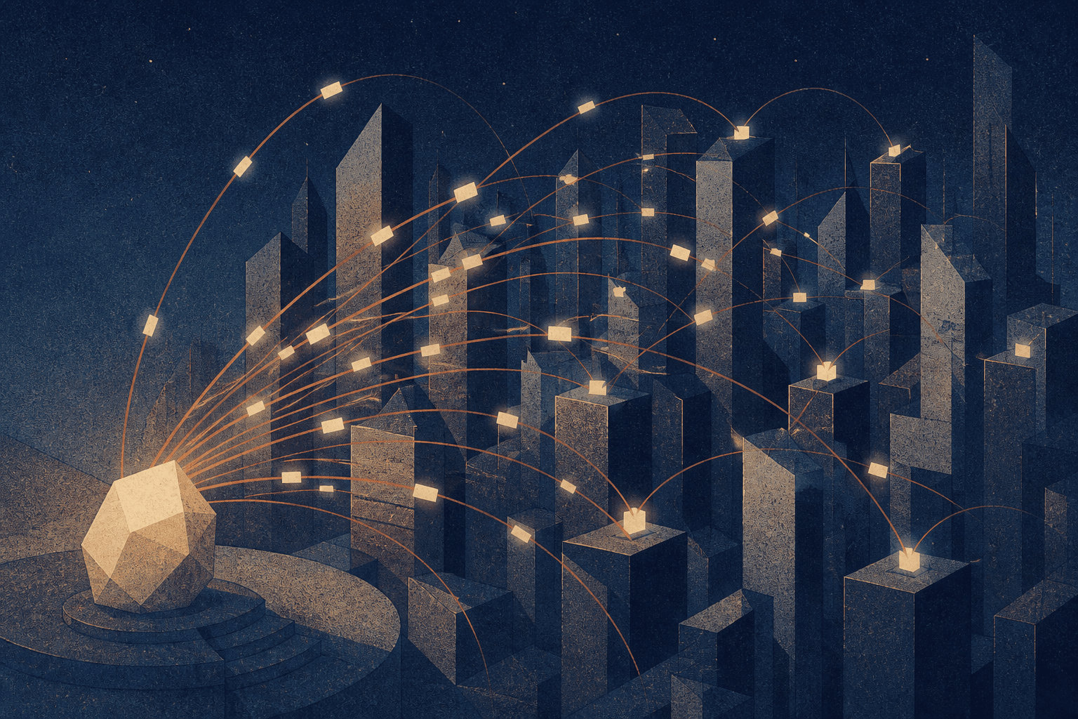 Content traveling across a city of networks