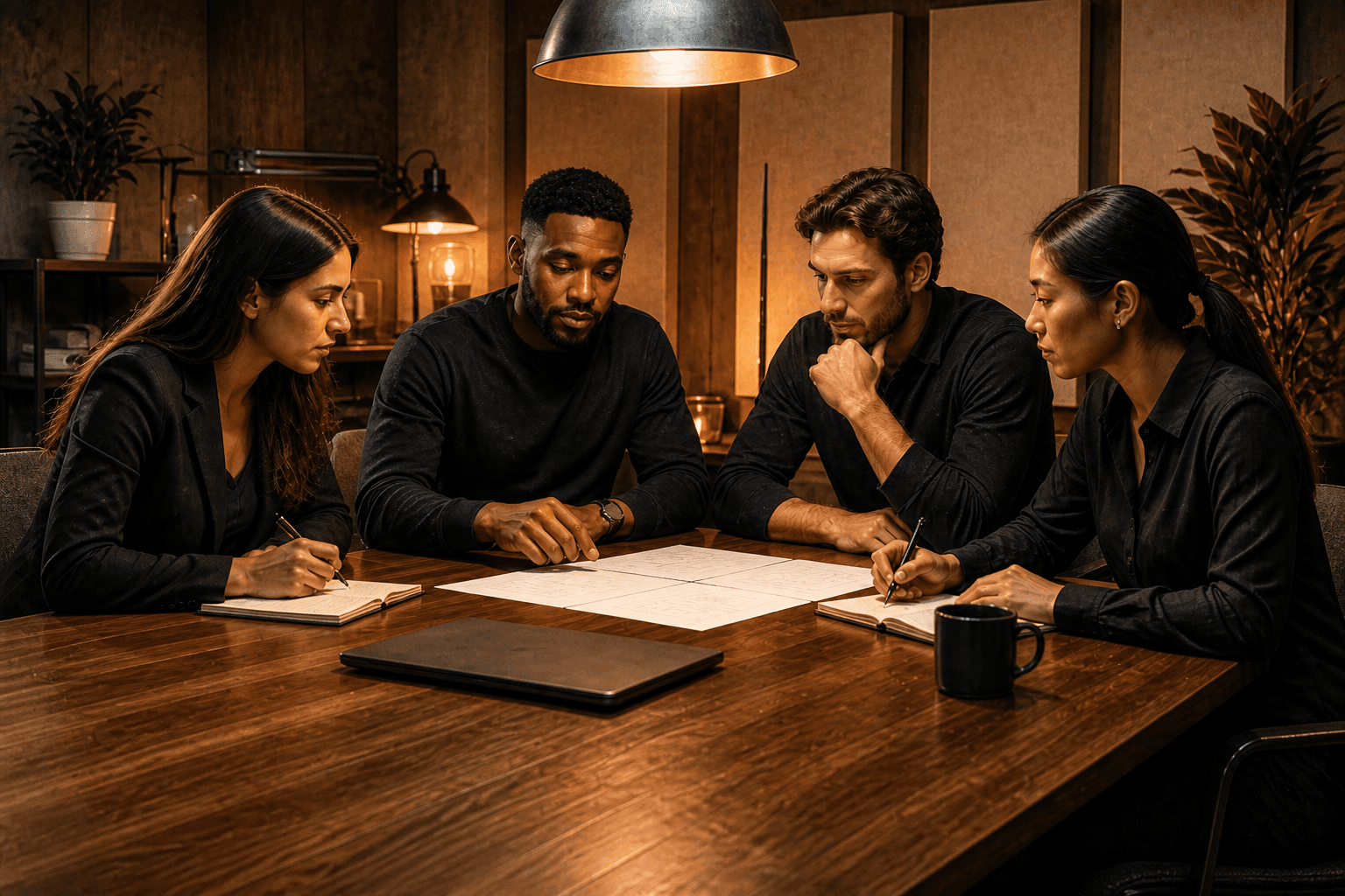 A client team in a strategy conversation — the shape of the working relationship